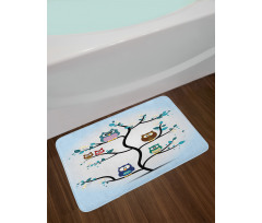 Night Animal Owl Love Bath Mat