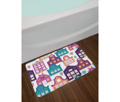 Traditional Houses Trees Bath Mat