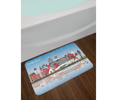 City Skyline Calligraphy Bath Mat