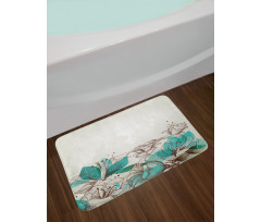 Retro Hibiscus Art Bath Mat