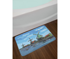 Cartoon Style Windmill Bath Mat