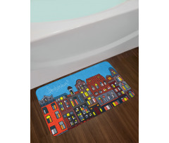 Graphic Colorful Houses Bath Mat