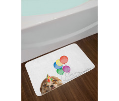 Doggie in a Birthday Hat Bath Mat