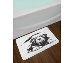 Monochrome Christmas Theme Bath Mat