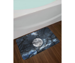 Moon at Night in Forest Bath Mat