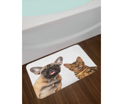 Cat and Dog Shocked Staring Bath Mat