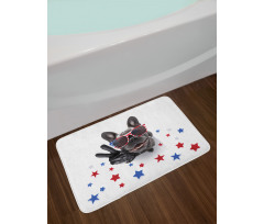 Top View Funny Dog Posing Bath Mat