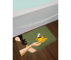 Woman Holding a Cup Cookies Bath Mat