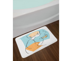 Randomly Scribbled Lady Cup Bath Mat