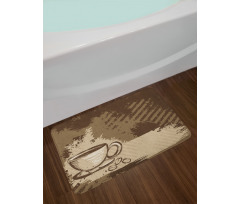 Grunge Style Cup and Beans Bath Mat