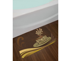 Ornamental Coffee Mug Design Bath Mat