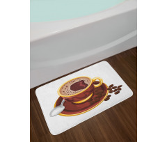 Cappuccino Spoon and Beans Bath Mat