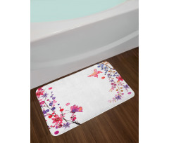 Floral Art and Butterfly Bath Mat