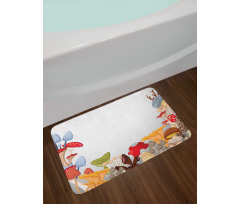 Wild Mushrooms Cartoon Bath Mat