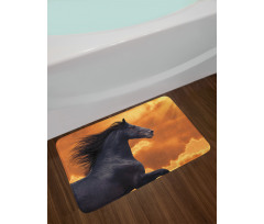 Galloping Friesian Horse Bath Mat