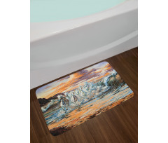 Retro Surreal Horses Bath Mat