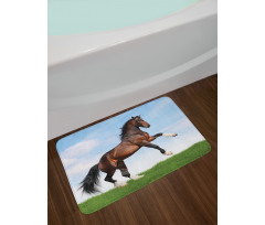 Horse Pacing on Grass Bath Mat