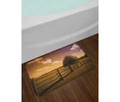 Rural Meadow Fence Sky Bath Mat