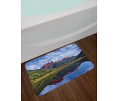 Red Iron Peaks on Lake Bath Mat