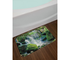 Waterfall Flows Rocks Bath Mat