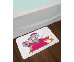 Knight Child on Horse Cartoon Bath Mat