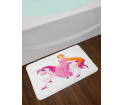 Princess on Pinkish Mane Horse Bath Mat