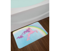 Unicorn and Pastel Rainbow Bath Mat