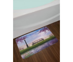 Bench Flowing River Moon Bath Mat