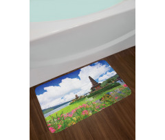 Bali Tropic Flowers Sea Bath Mat