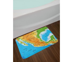 Detailed Map of Mexico Oceans Bath Mat