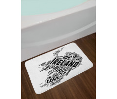 Modern City Names Theme Bath Mat