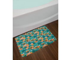 Abstract Monstera Leaves Bath Mat