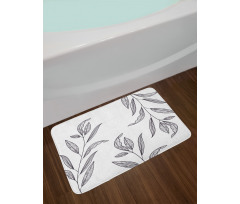 Hatched Look Leaves Art Bath Mat