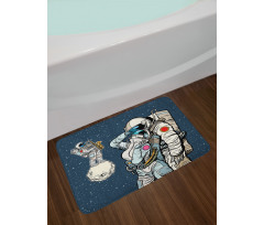 Romantic Couple in Space Bath Mat