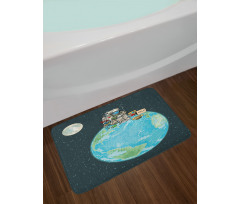 Spaceman Asking for Help Bath Mat