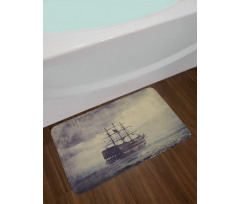 Old Pirate Ship in Sea Bath Mat