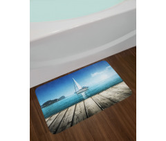 Yacht and Wooden Deck Bath Mat