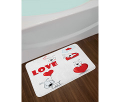 Funny Dog with Hearts Bath Mat