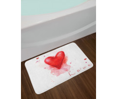 Watercolor Effect Heart Bath Mat