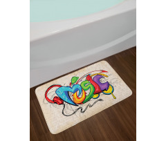 Music Graffiti Hip Hop Bath Mat