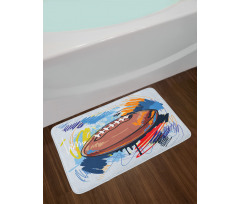 Rugby Ball Doodle Art Bath Mat