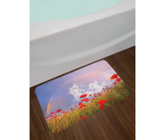 Poppy Flowers on Meadow Bath Mat