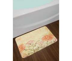 Grunge Retro Flowers Bath Mat