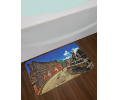 Asian Lotus Theme Building Bath Mat