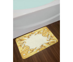 Golden Floral Ornament Bath Mat