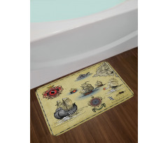 Antique Map Pirate Bath Mat