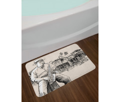 River Bank Palm Trees Bath Mat