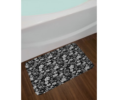 Roses on Swirling Stems Curl Bath Mat