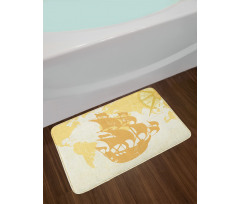 Old World Map Sailboat Bath Mat