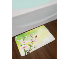 Blossoms Ladybugs Spring Bath Mat